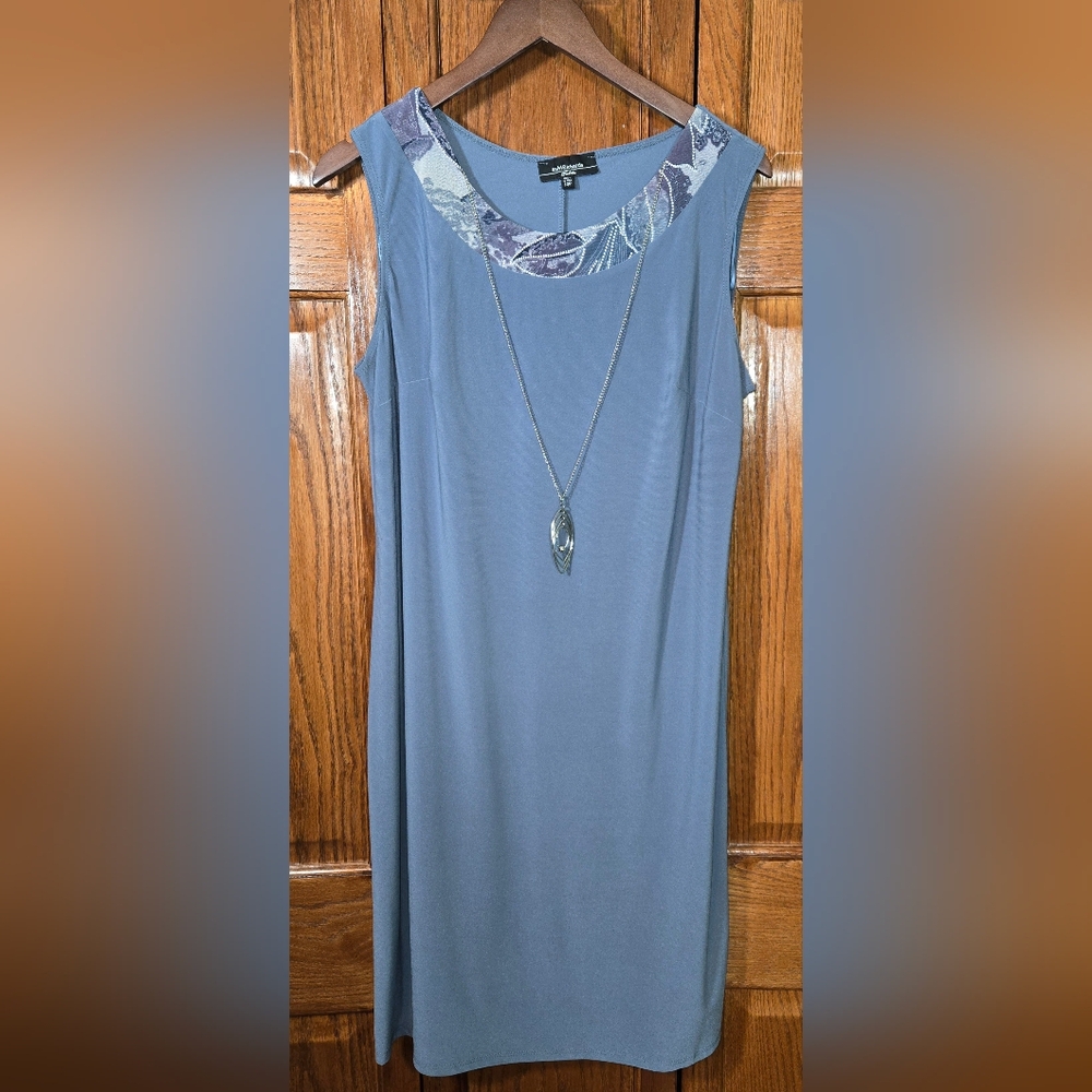 RM Richards 2 Piece 3/4 Sleeve Printed Jacket Sleeveless Dress Gray Purp… - Picture 3 of 4